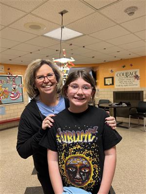 picture of Bella Orlando with teacher Lori Wunder